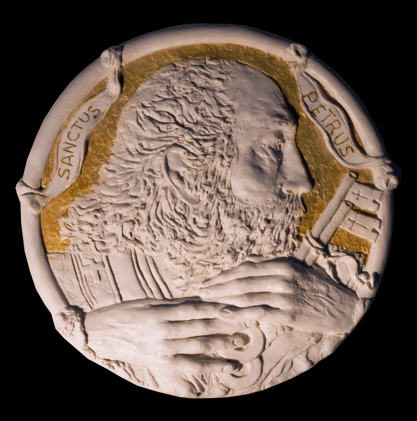 sanctus petrus san pietro bassorilievo scultura gesso plastico del maestro mario eremita