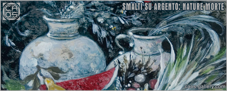 dipinti a smalto su argento di Mario Eremita dedicati alle nature morte