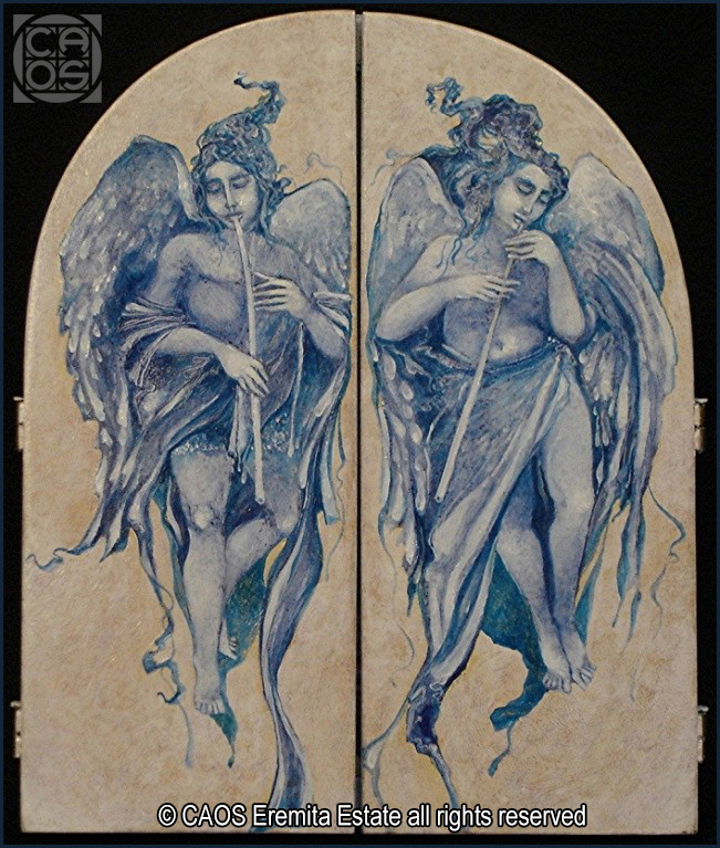 tabula fenestrata temi sacri dipinto su tavola Mario Eremita