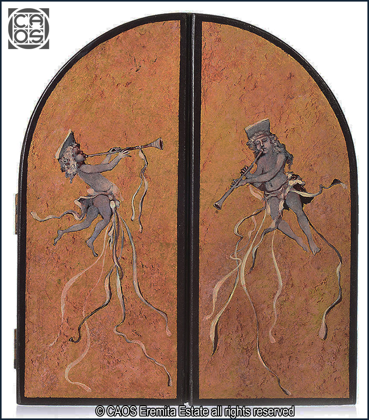 tabula fenestrata temi sacri dipinto su tavola Mario Eremita